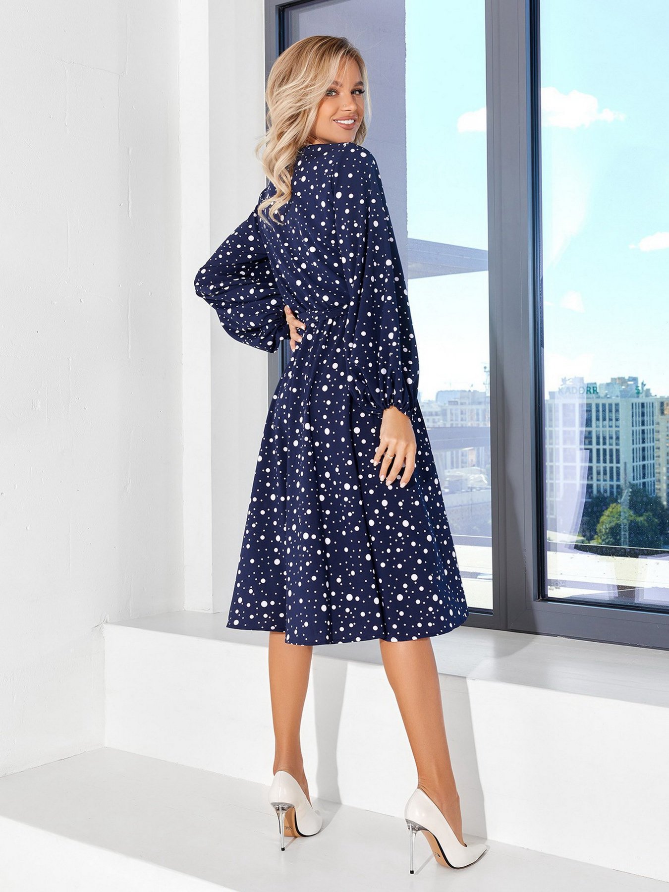 Платье миди ISSA Plus модель 12878_blue Платье миди ISSA Plus модель 12878_blue Фото