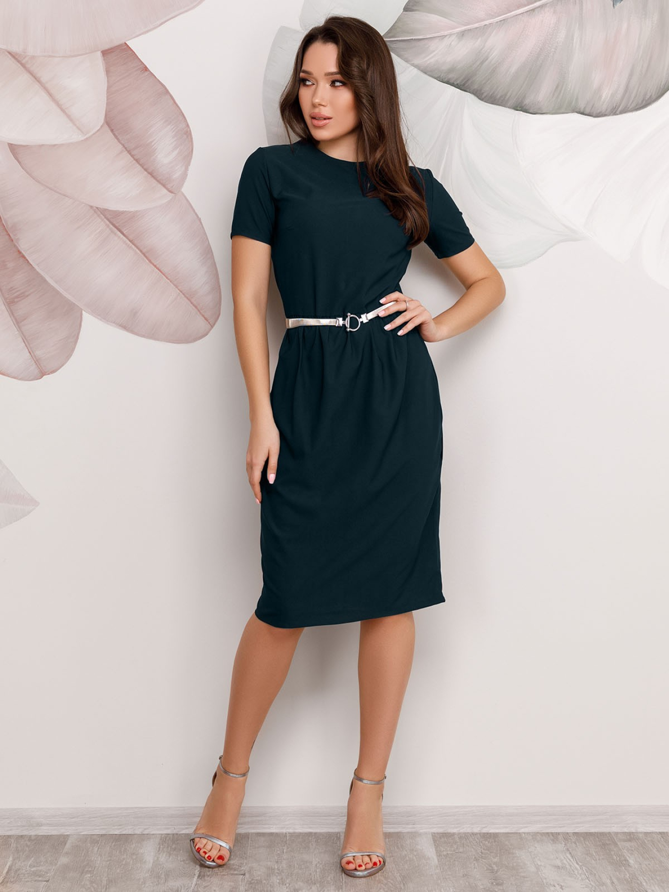 Сукня міді ISSA Plus модель 12491_darkgreen Фото