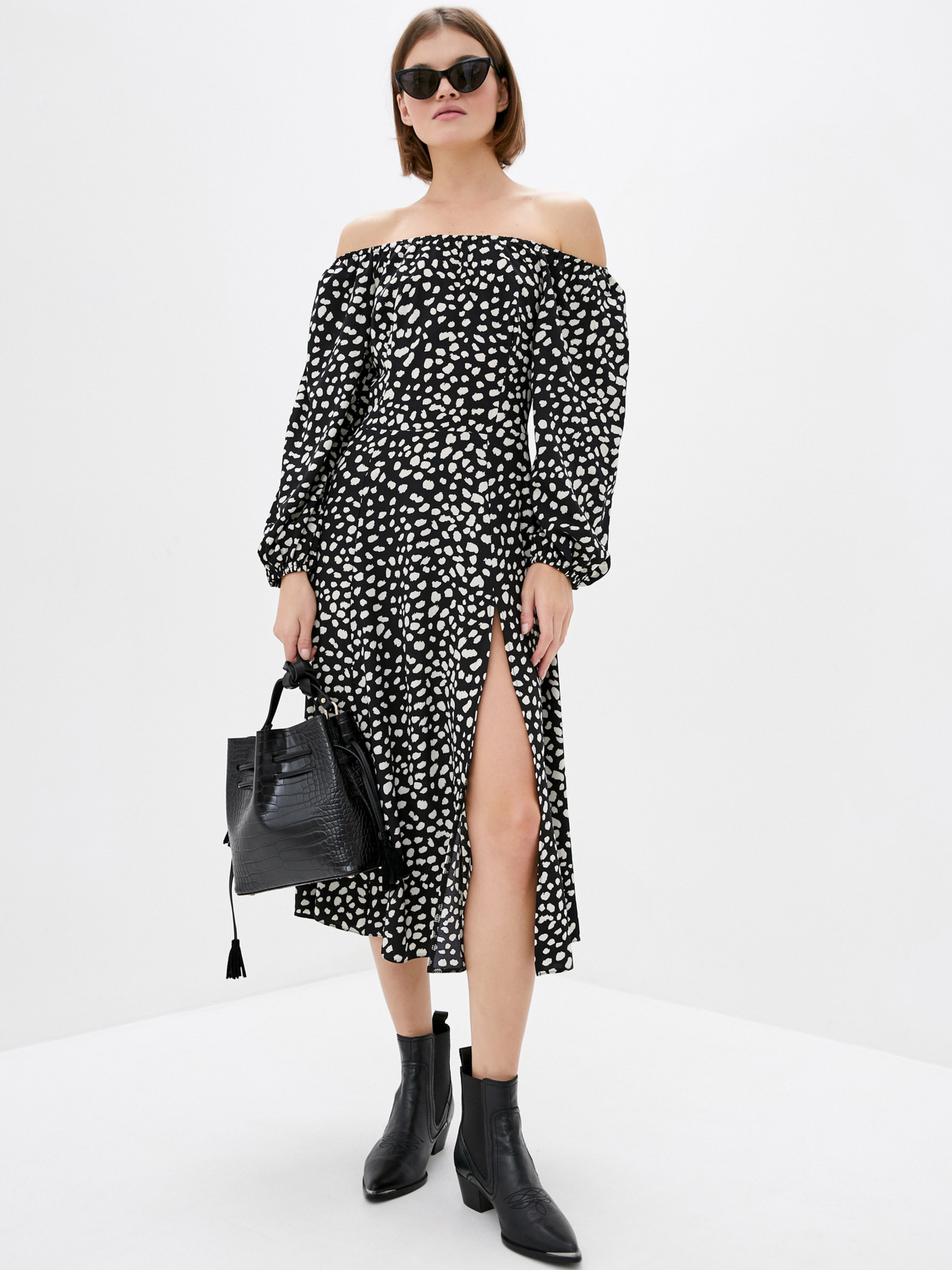 Платье миди ISSA Plus модель 12904_black Платье миди ISSA Plus модель 12904_black Фото