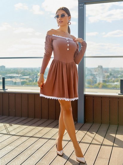 Сукня міні ISSA Plus модель 12919_brown - фото
