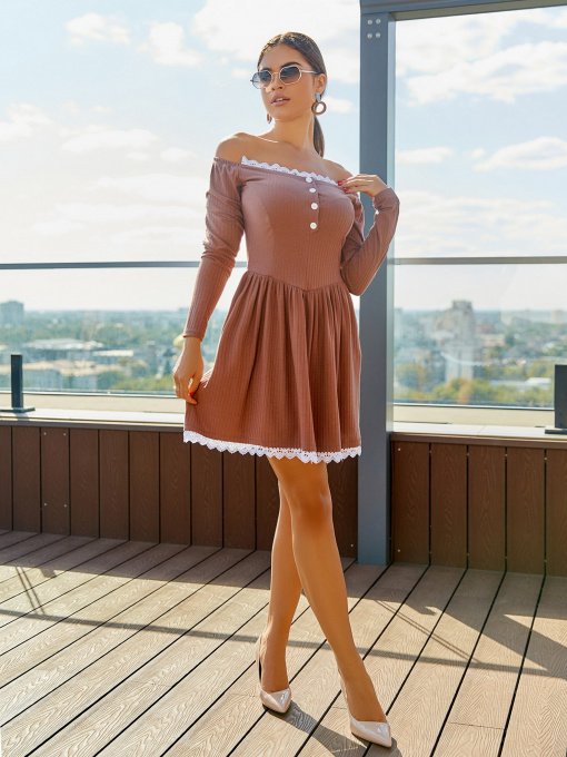 Платье мини ISSA Plus модель 12919_brown Фото