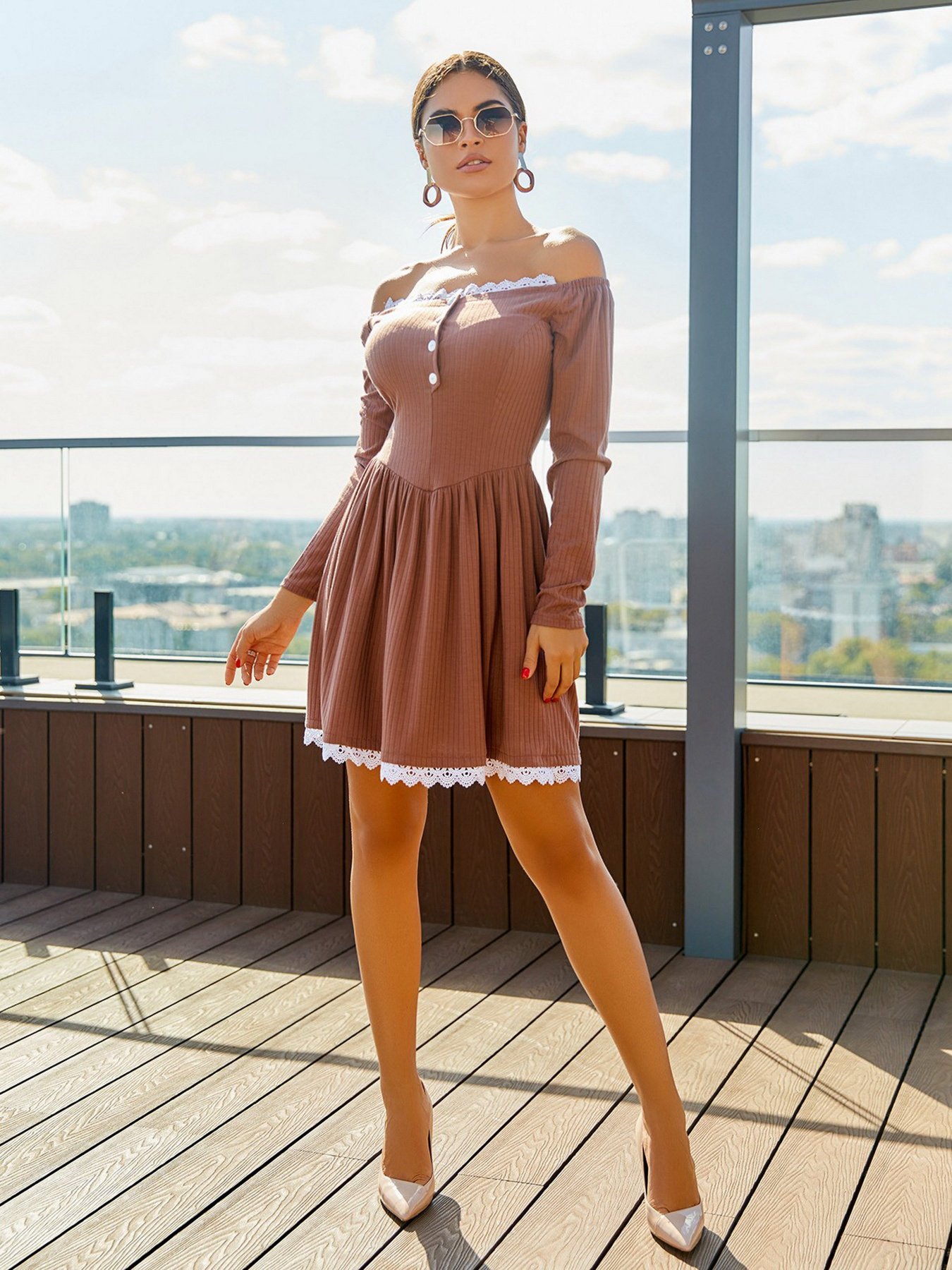 Платье мини ISSA Plus модель 12919_brown Фото