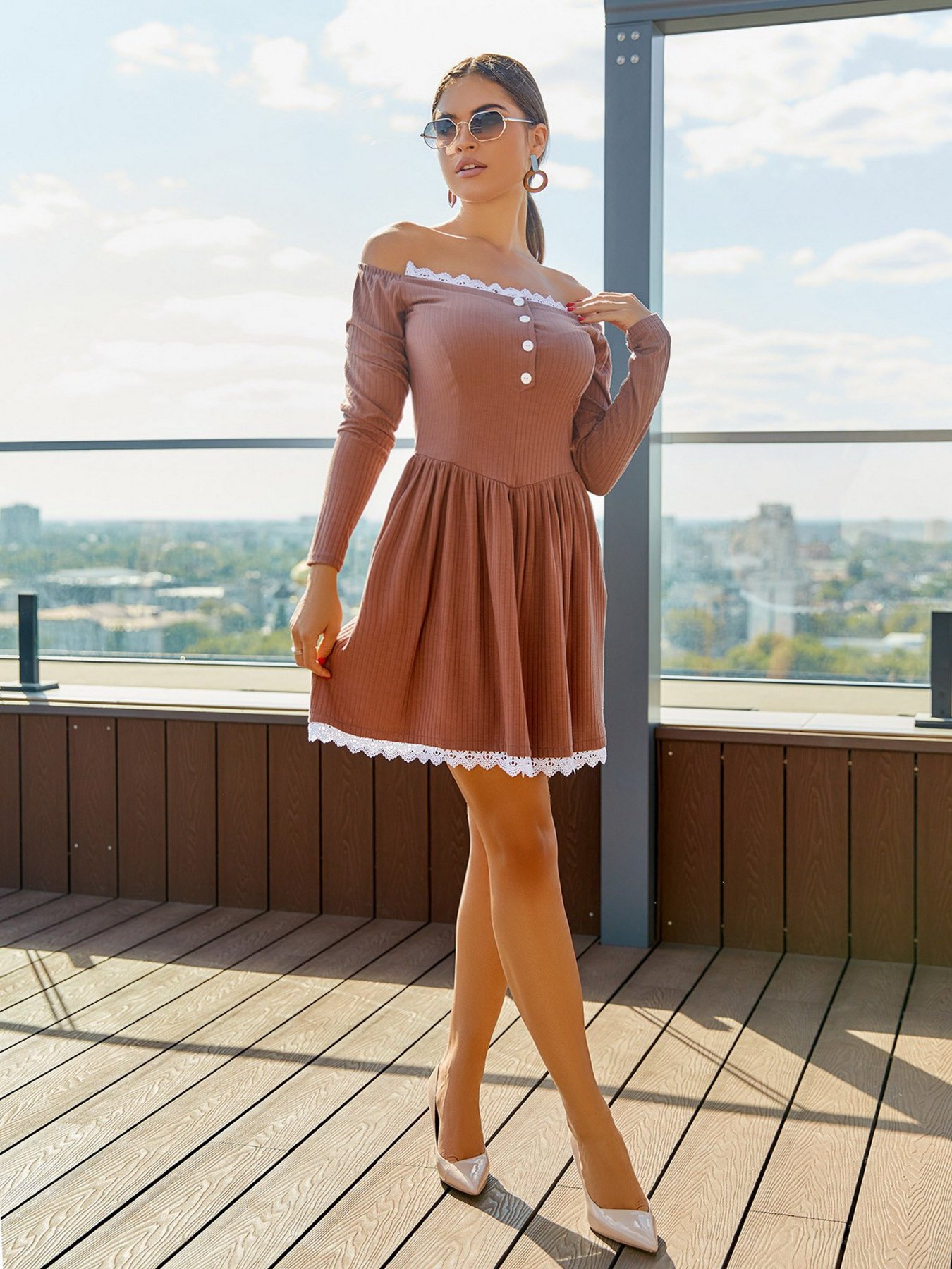 Платье мини ISSA Plus модель 12919_brown Фото