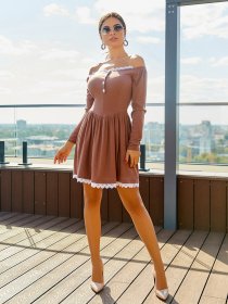Платье мини ISSA Plus модель 12919_brown Фото