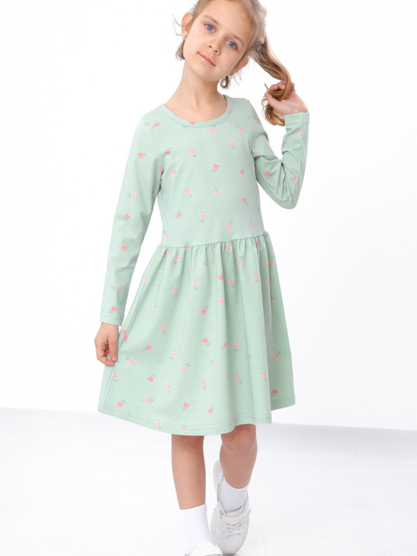 Платье миди Носи своє модель 6117-043-tyulxpani-sro-zelenij Фото