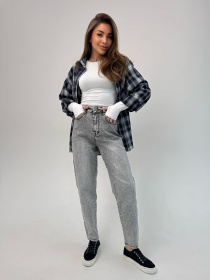 Джинсы мом ISSA Plus модель WN20-695_светло_серый Джинсы мом ISSA Plus модель WN20-695_светло_серый Фото