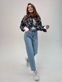 Джинси мом ISSA Plus модель WN20-696_голубой Джинси мом ISSA Plus модель WN20-696_голубой Фото