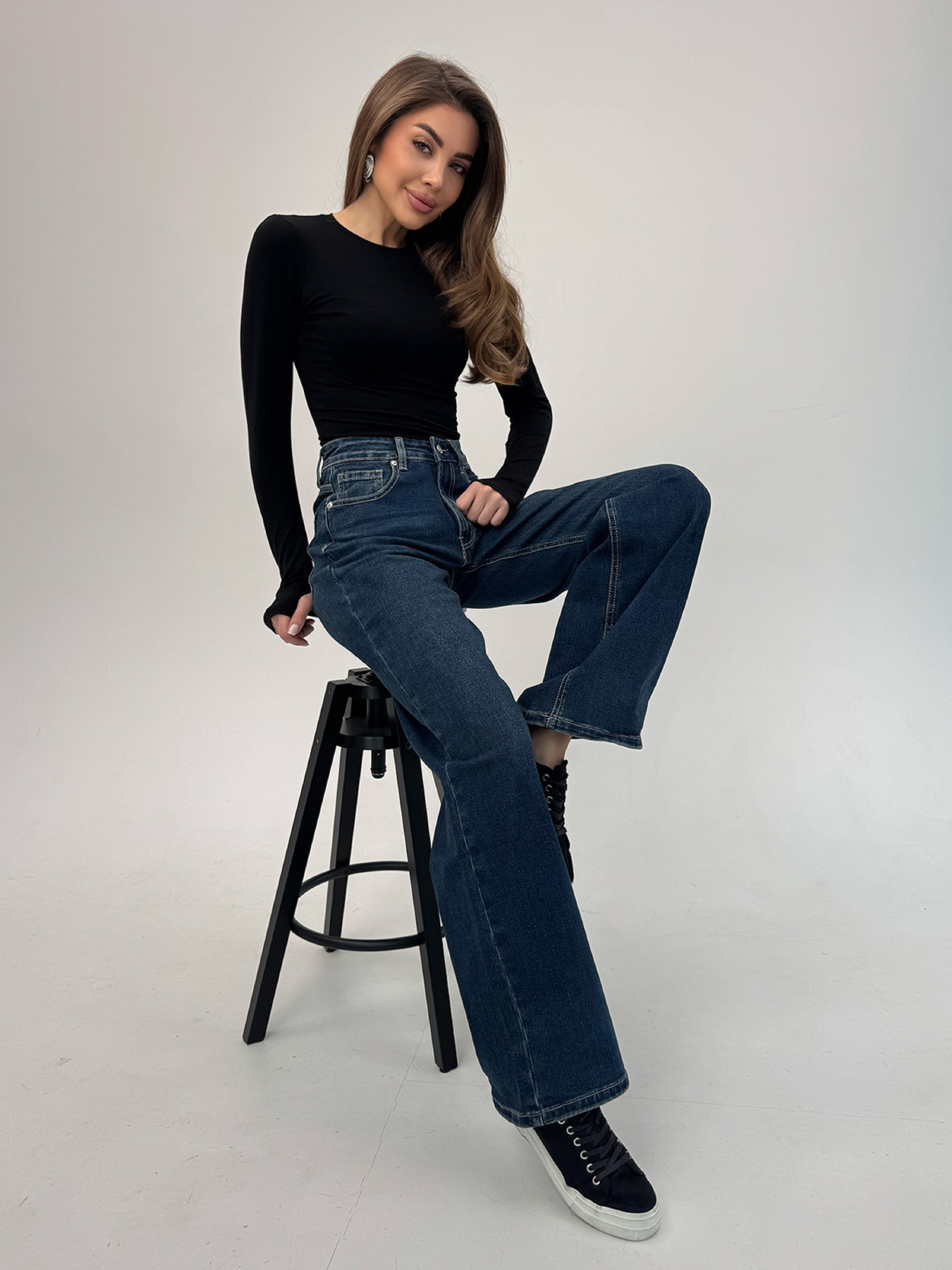 Прямые джинсы ISSA Plus модель WN20-701_темно_синий Фото