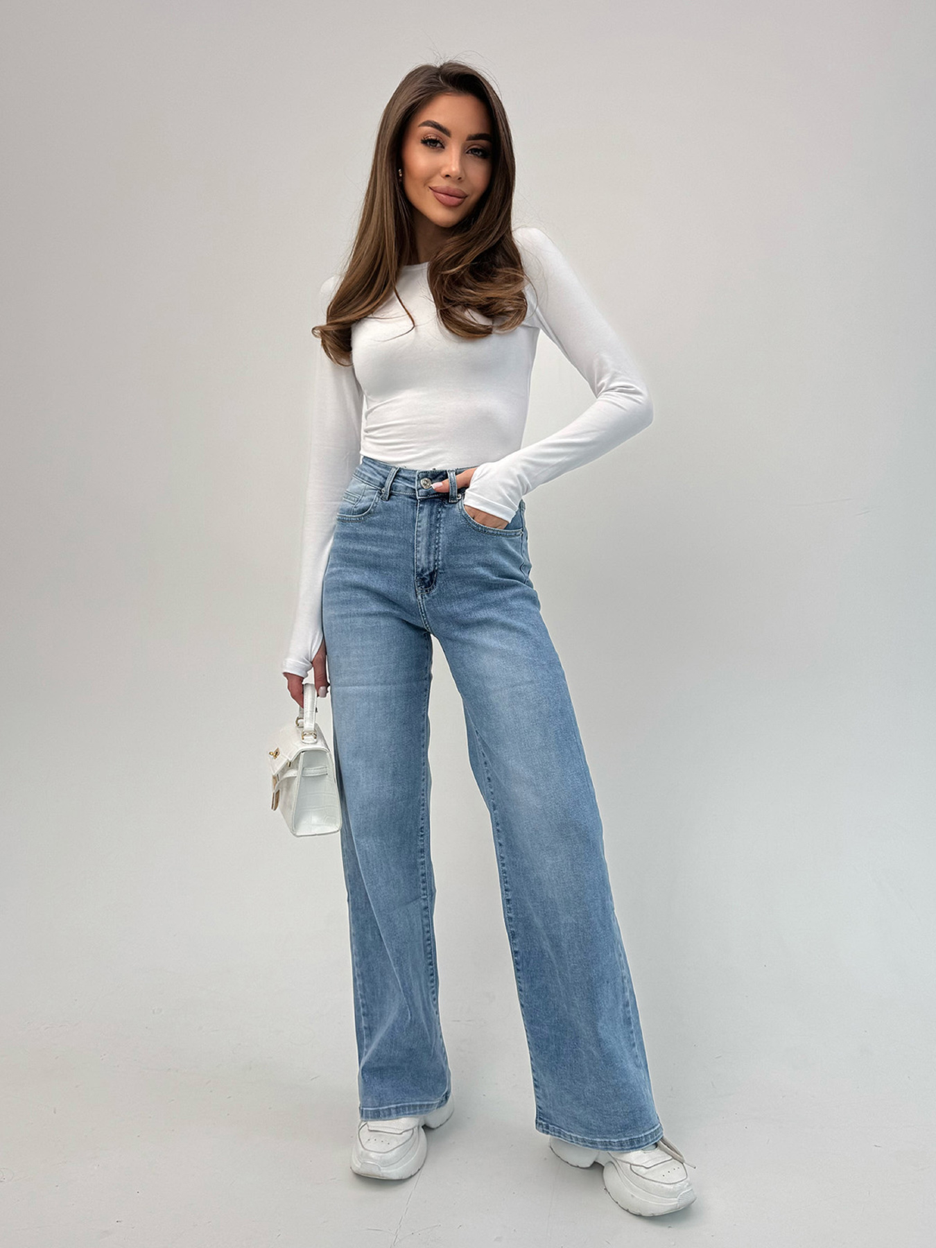 Прямі джинси ISSA Plus модель WN20-704_голубой Фото