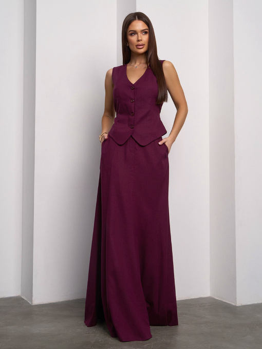 Деловой костюм ISSA Plus модель 14627_темно_бордовый Фото