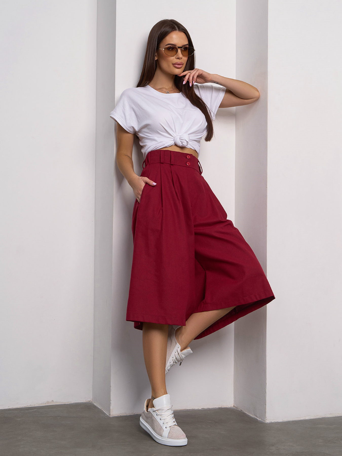 Повседневные шорты ISSA Plus модель 15100_темно_бордовый Фото