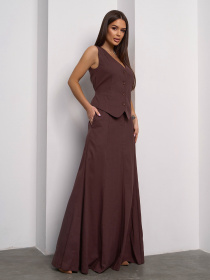 Діловий костюм ISSA Plus модель 14627_темно_коричневый Фото