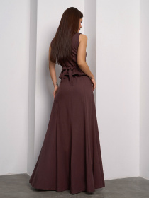 Діловий костюм ISSA Plus модель 14627_темно_коричневый Фото