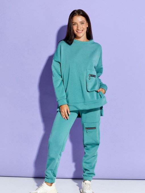 Спортивный костюм ISSA Plus модель SA-319_green Фото