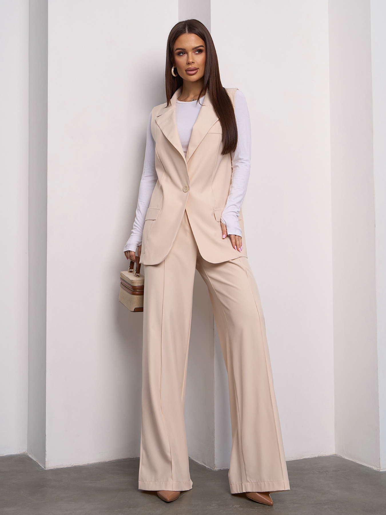 Діловий костюм ISSA Plus модель 15106_светло_бежевый Фото
