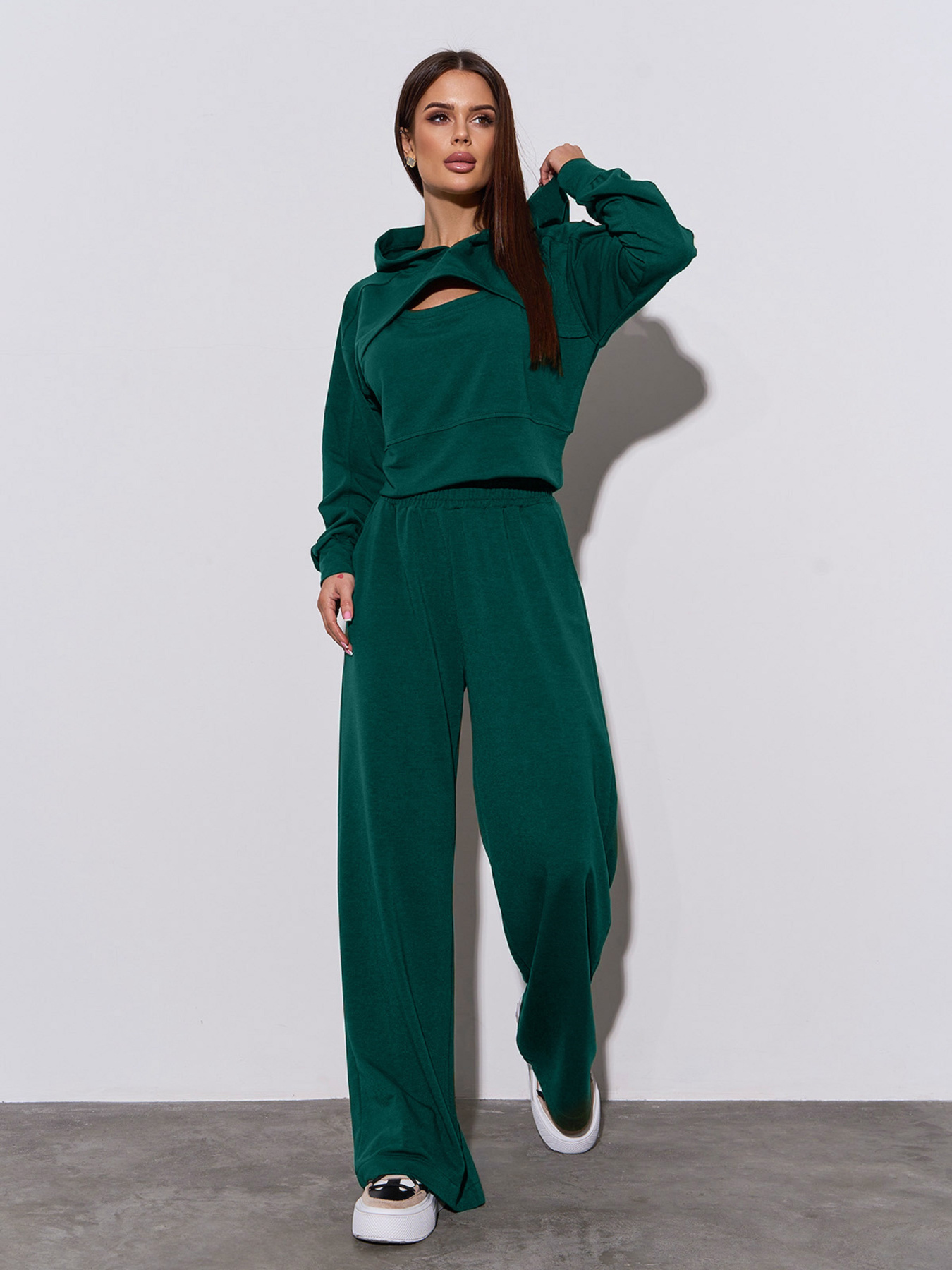 Повседневный костюм ISSA Plus модель 14462_темно_зеленый Фото