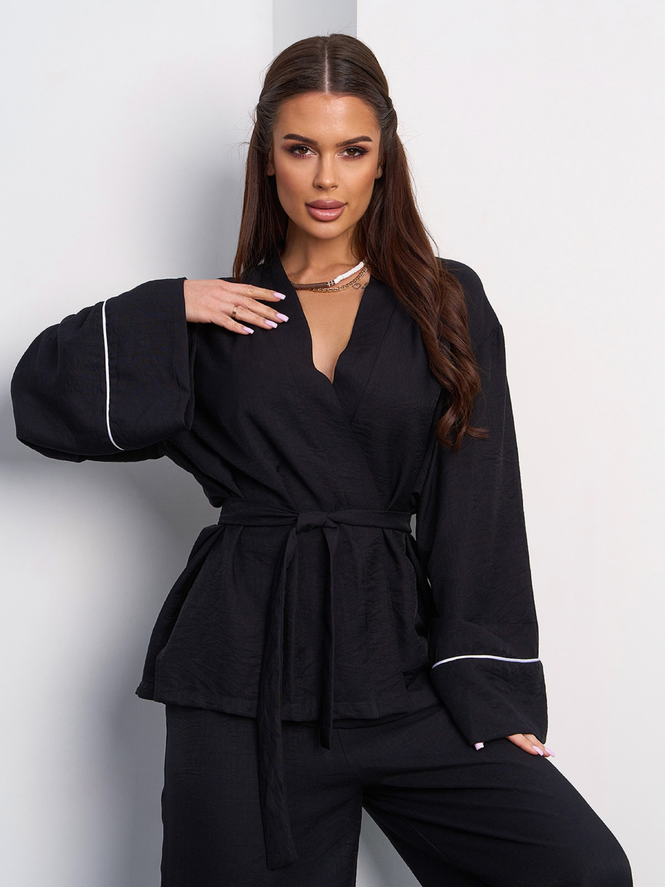 Повседневный костюм ISSA Plus модель SA-613_черный Повседневный костюм ISSA Plus модель SA-613_черный Фото