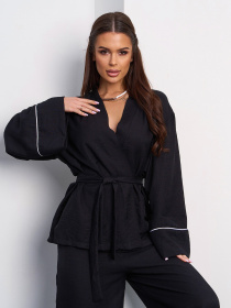 Повседневный костюм ISSA Plus модель SA-613_черный Повседневный костюм ISSA Plus модель SA-613_черный Фото