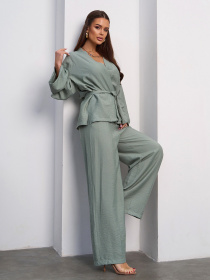 Повседневный костюм ISSA Plus модель SA-613_оливковый Повседневный костюм ISSA Plus модель SA-613_оливковый Фото