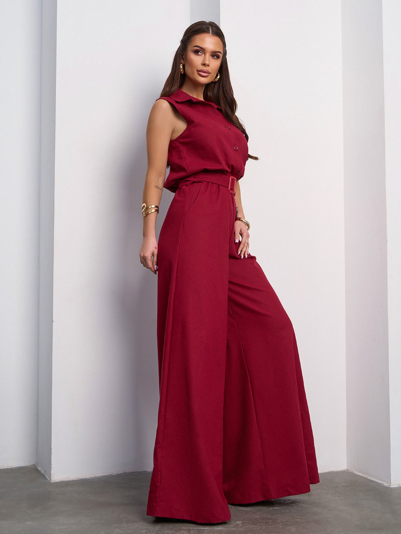 Комбінезон ISSA Plus модель 14732A_темно_бордовый Фото