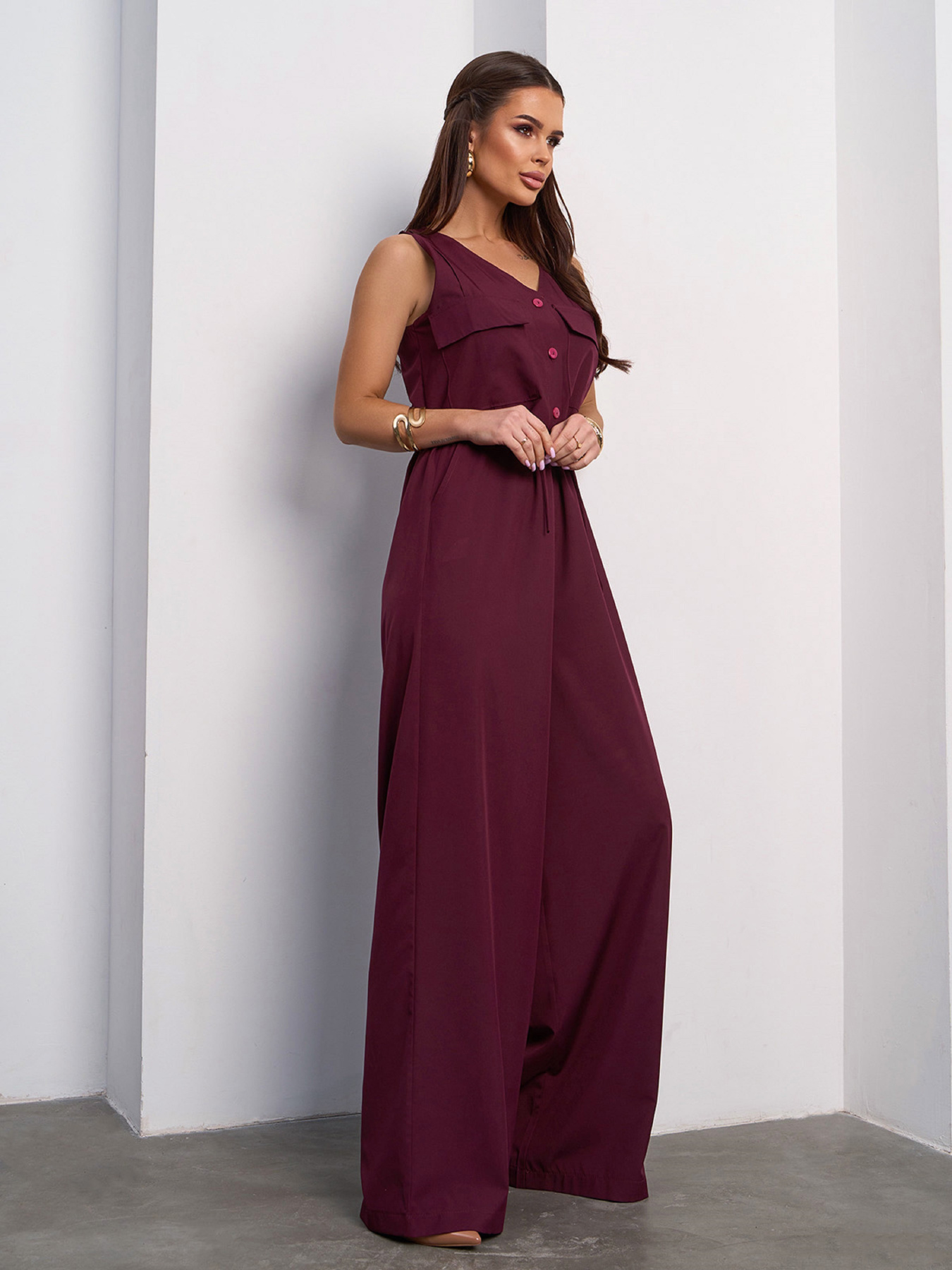 Комбінезон ISSA Plus модель 15110_темно_бордовый Фото