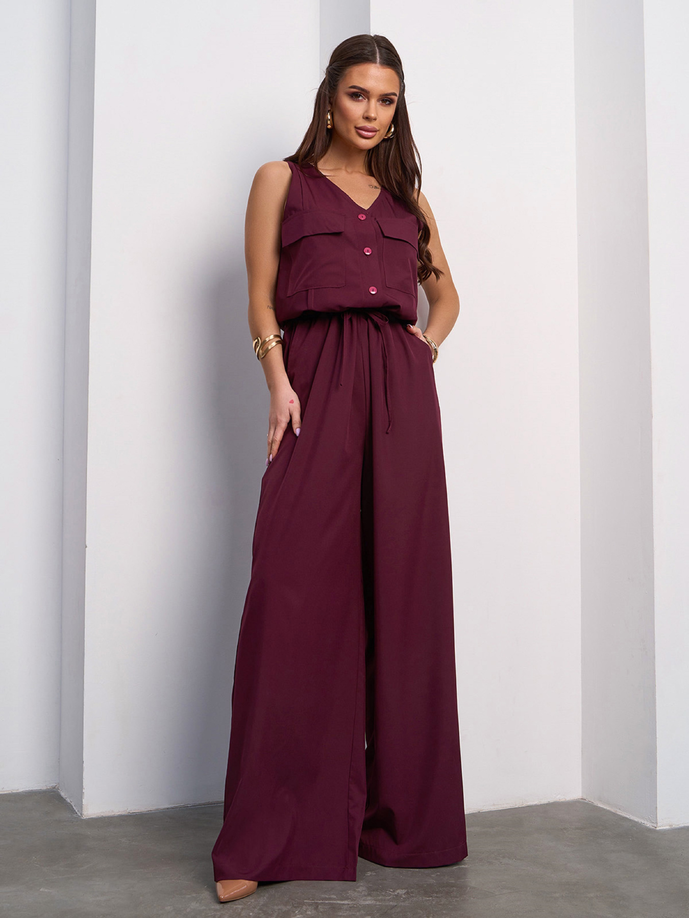 Комбинезон ISSA Plus модель 15110_темно_бордовый Фото