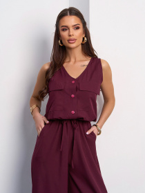 Комбинезон ISSA Plus модель 15110_темно_бордовый Фото