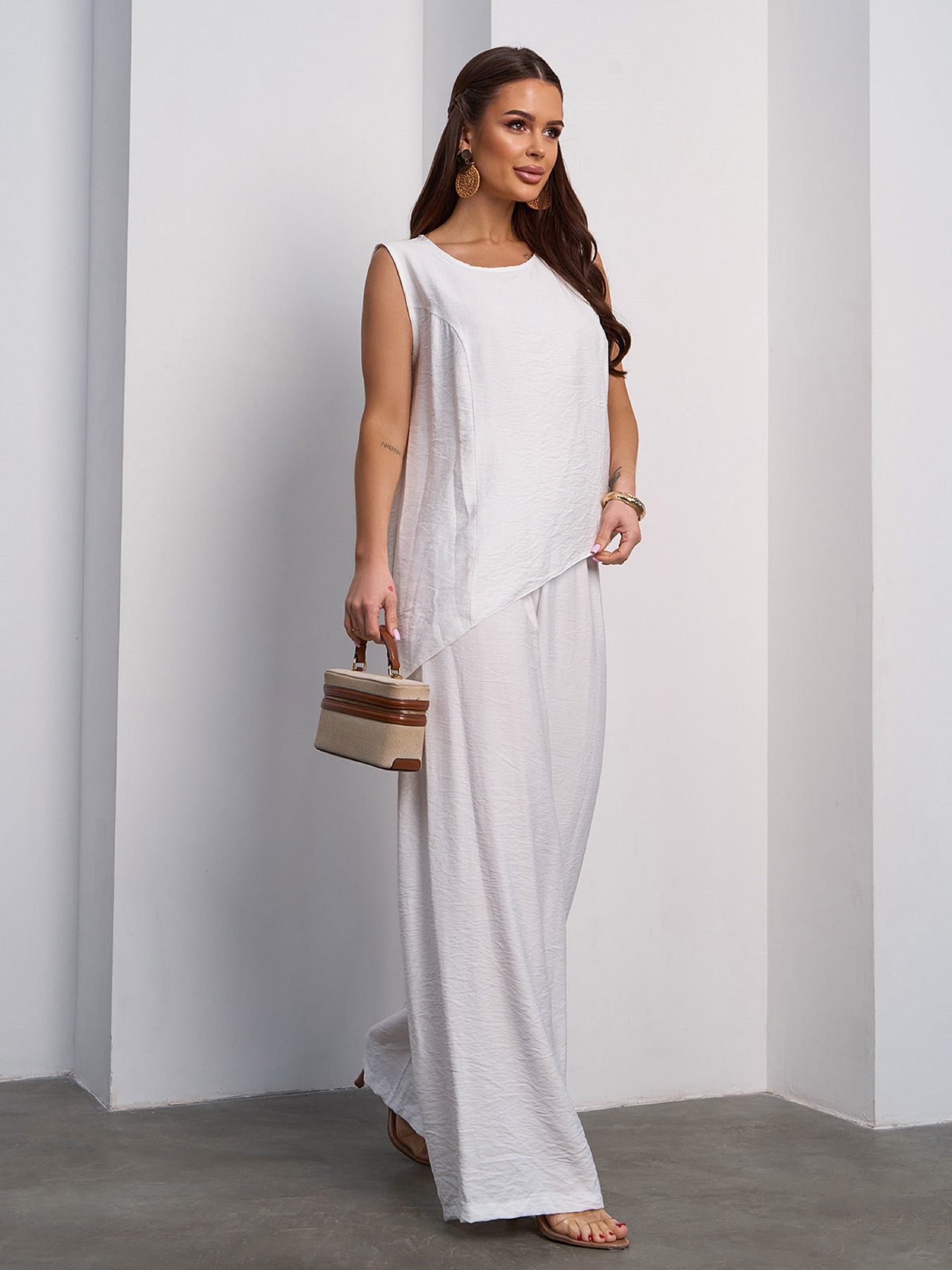 Повсякденний костюм ISSA Plus модель 15113A_молочный Фото