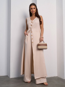 Повседневный костюм ISSA Plus модель 15119_светло_бежевый Повседневный костюм ISSA Plus модель 15119_светло_бежевый Фото