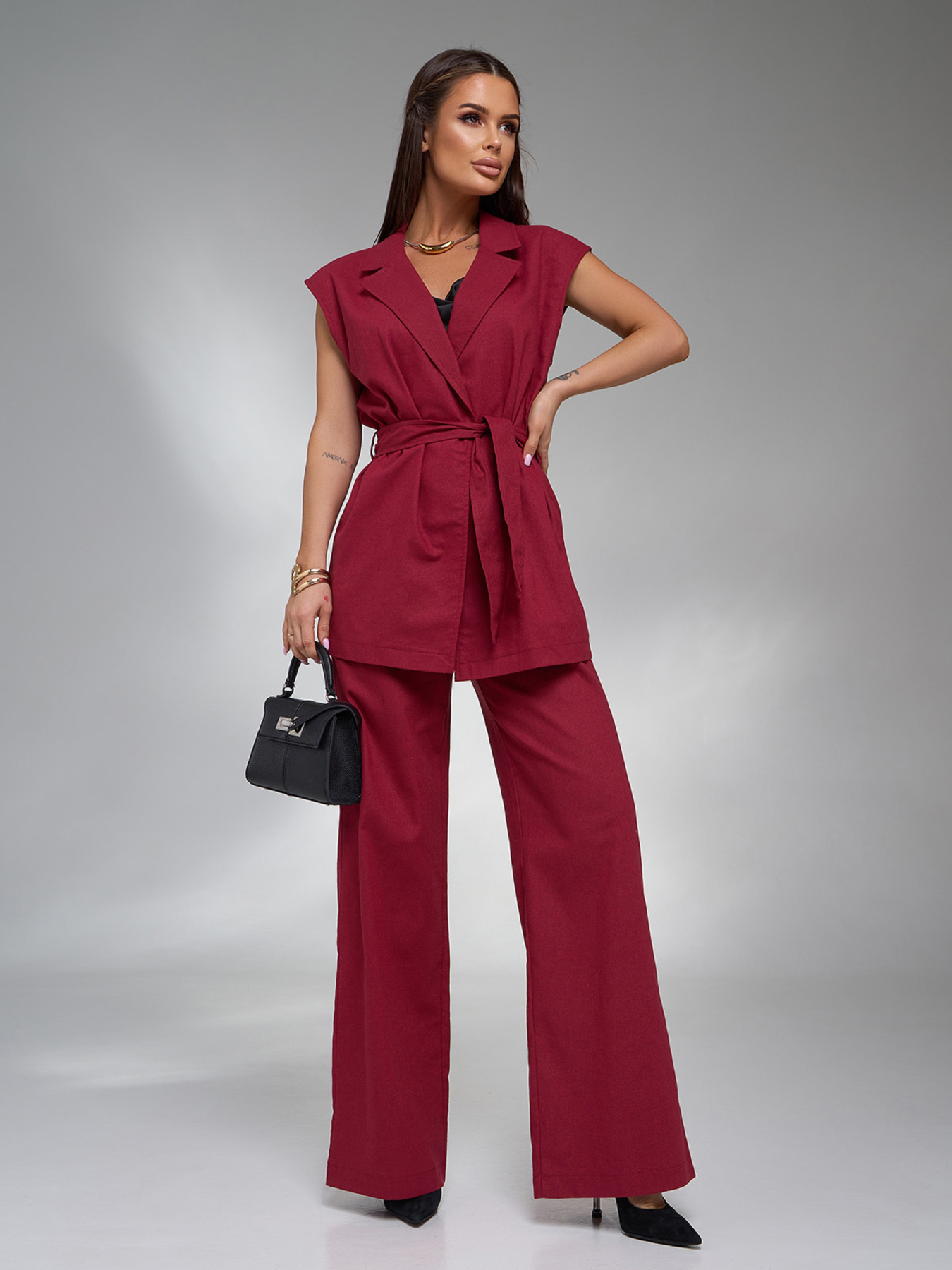Повседневный костюм ISSA Plus модель 15124_бордовый Фото