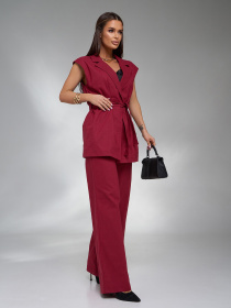 Повседневный костюм ISSA Plus модель 15124_бордовый Фото