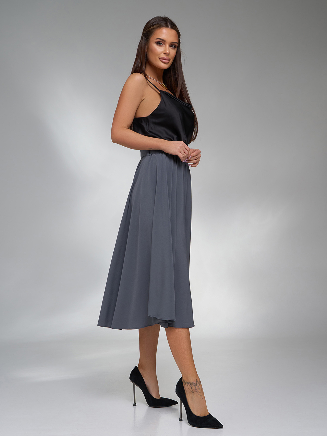 Юбка миди ISSA Plus модель 13216_серый Фото