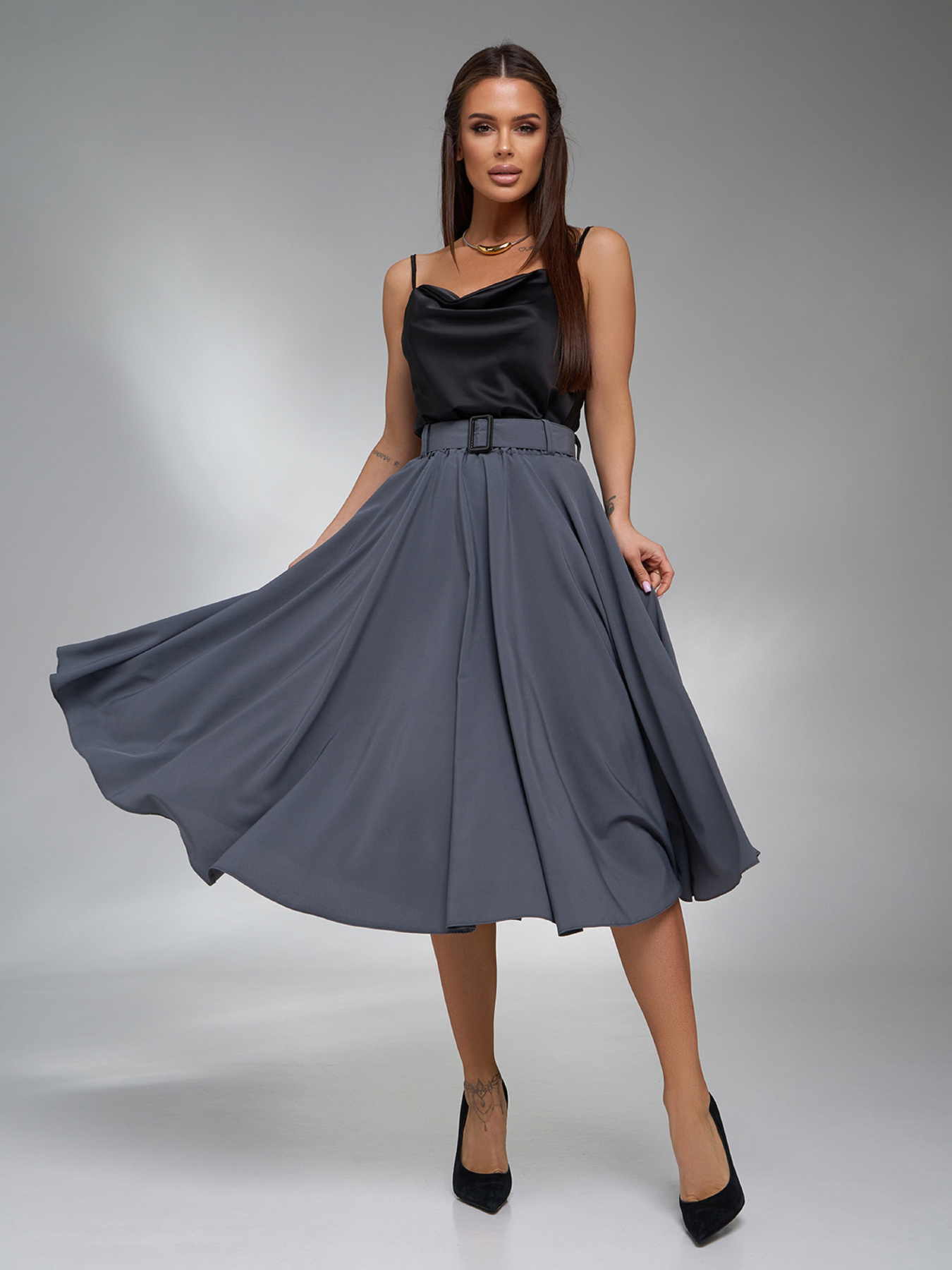 Юбка миди ISSA Plus модель 13216_серый Фото