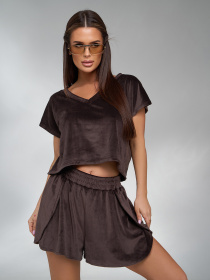 Костюм ISSA Plus модель 14098_темно_коричневый Фото