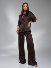 Повседневный костюм ISSA Plus модель 14100_темно_коричневый Повседневный костюм ISSA Plus модель 14100_темно_коричневый Фото