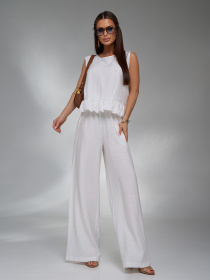 Повседневный костюм ISSA Plus модель 15126_молочный Фото