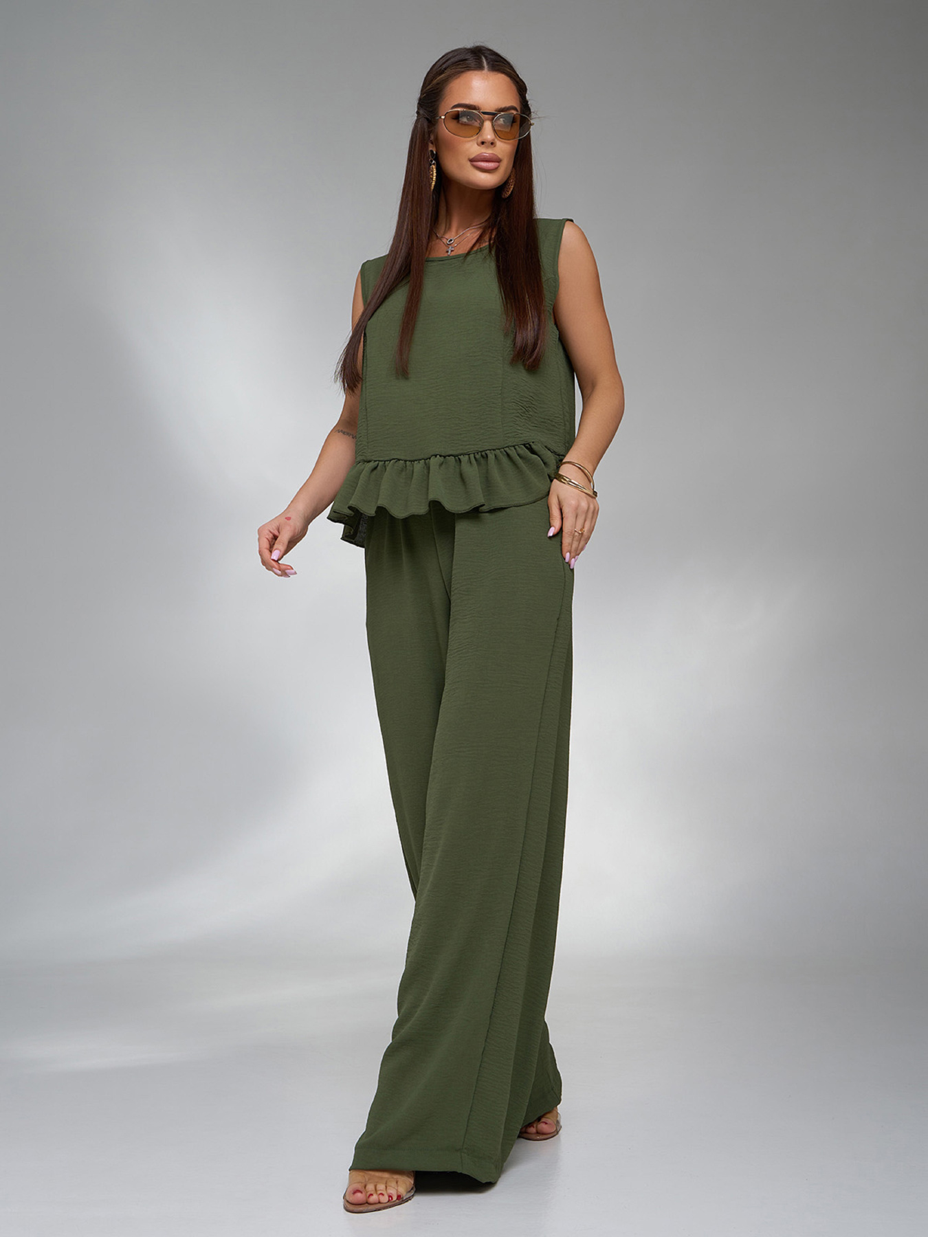 Повседневный костюм ISSA Plus модель 15126A_хаки Повседневный костюм ISSA Plus модель 15126A_хаки Фото