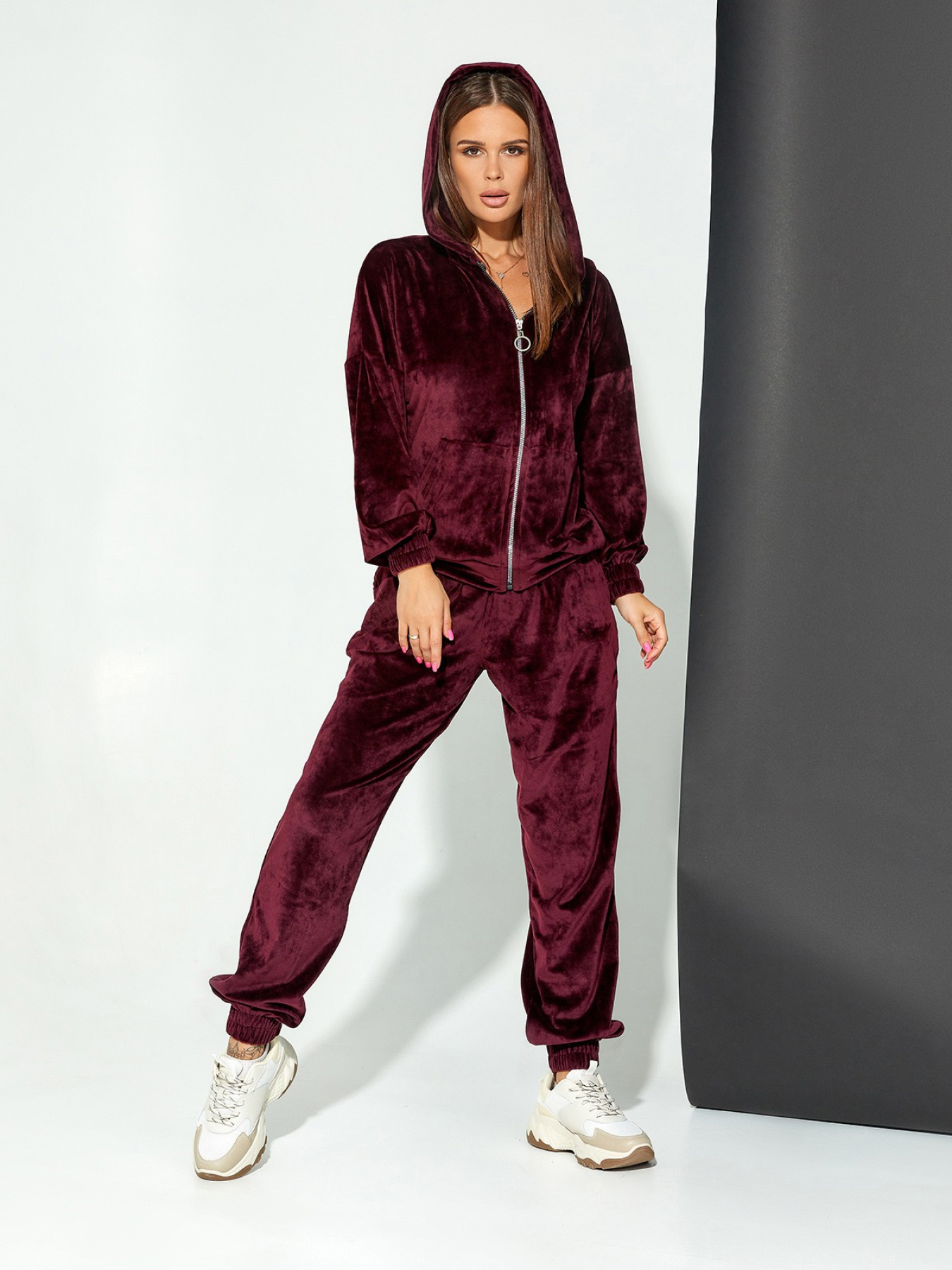 Повседневный костюм ISSA Plus модель SA-78_burgundy Фото