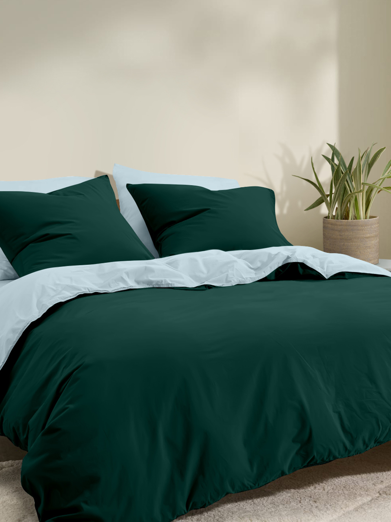 Пододеяльник ранфорс SKYER Cosas модель DuoRfr_58LightBlue-91GreenDark_160q Фото