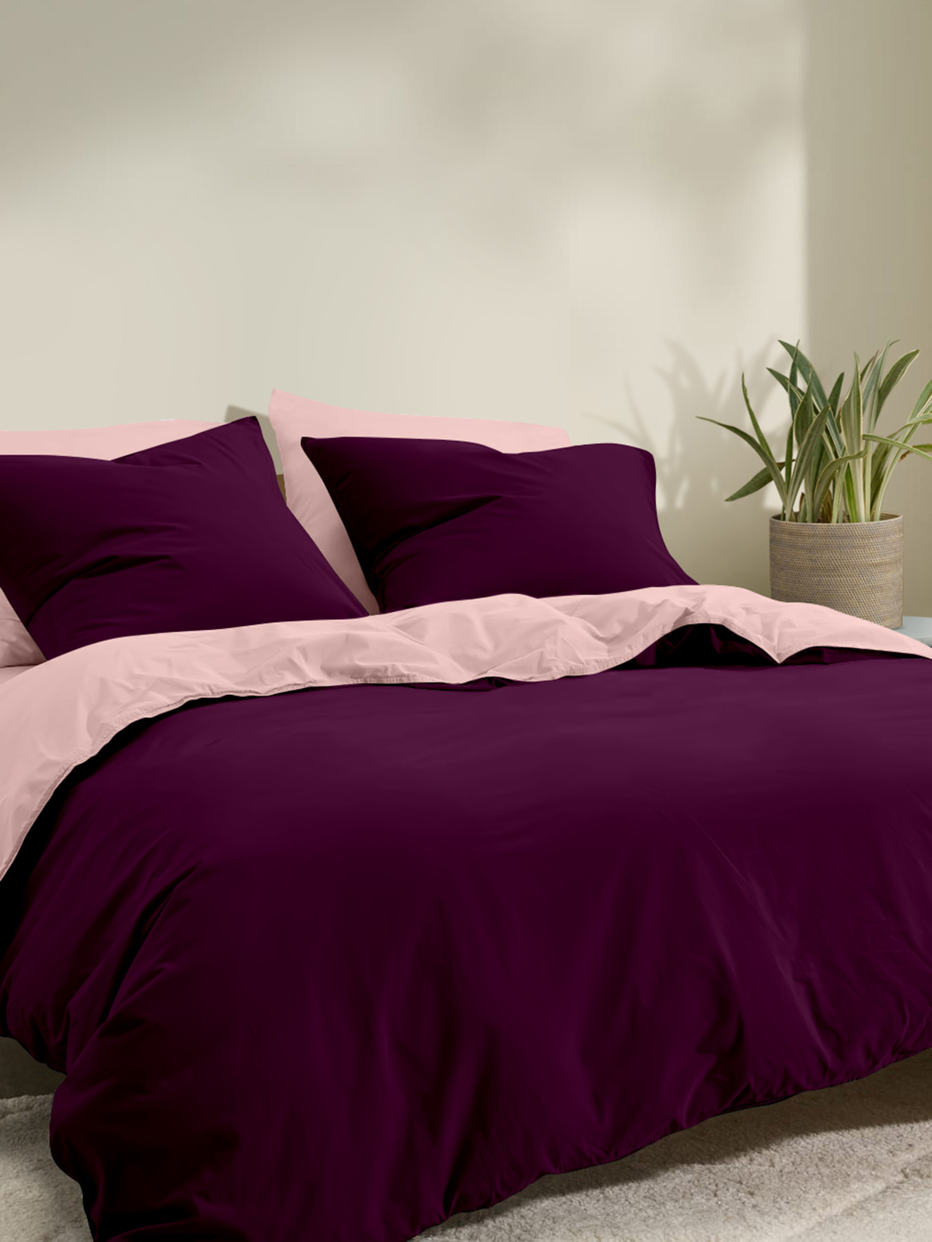 Пододеяльник ранфорс PLUM Cosas модель DuoRfr_77CherryDark-40Rose_160q Фото