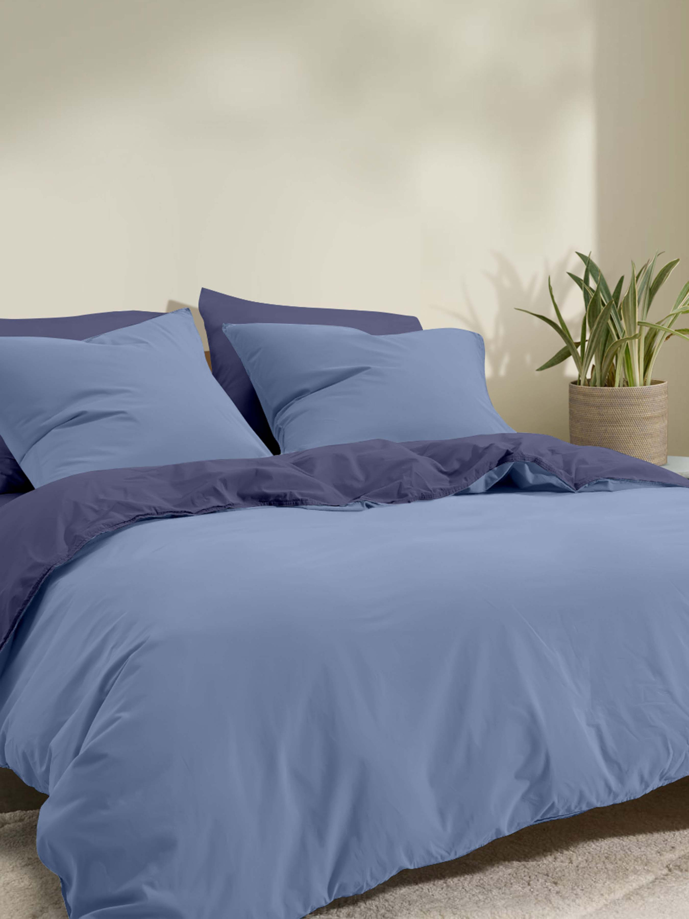 Пододеяльник ранфорс MIDNIGHT CLOUD Cosas модель DuoRfr_87DarkBlue-117Cloud_160q Фото