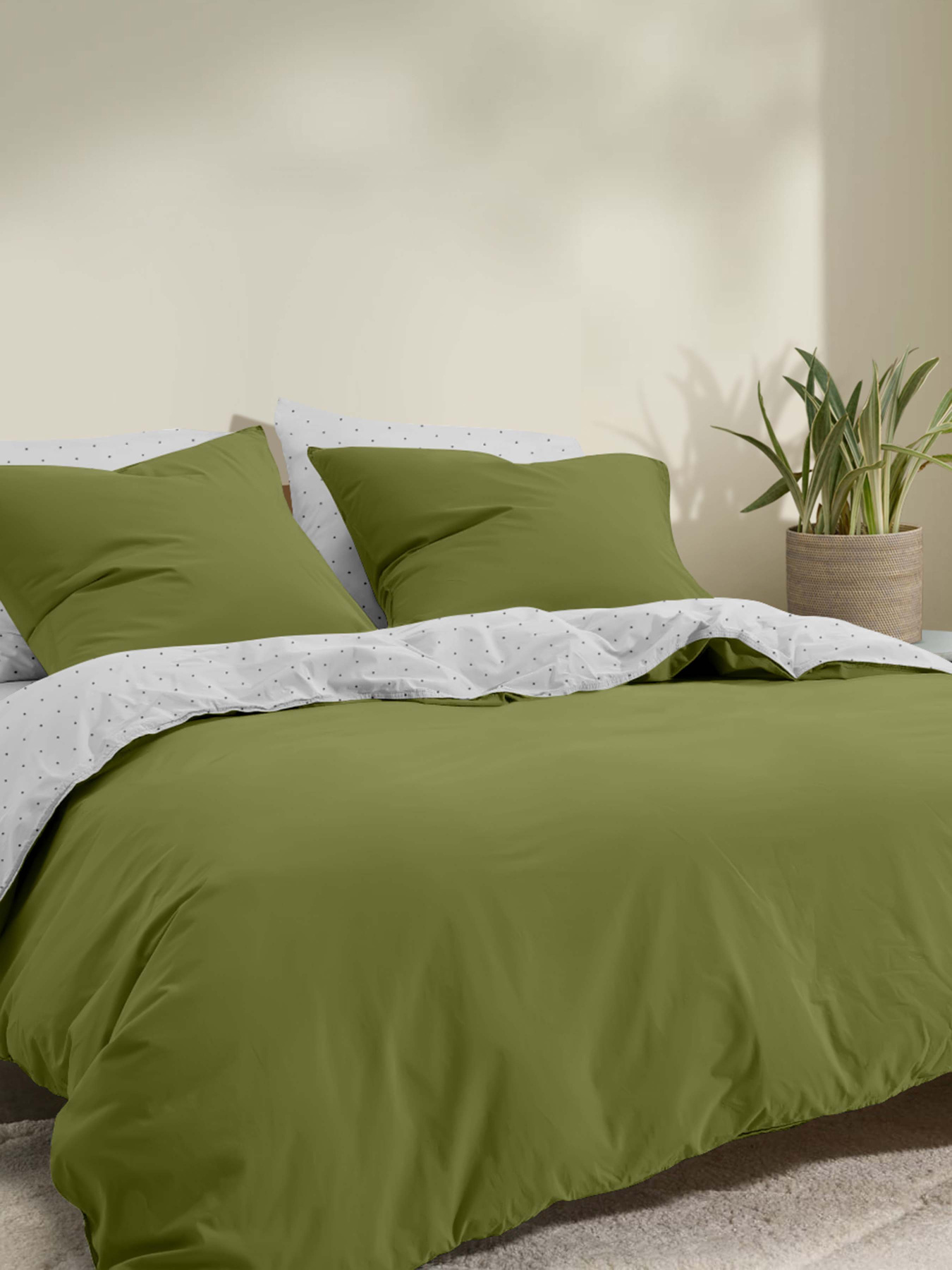 Пододеяльник ранфорс AVOCADO DOTS Cosas модель DuoRfr_DotsGreyGrey-74Avocado_160q Фото