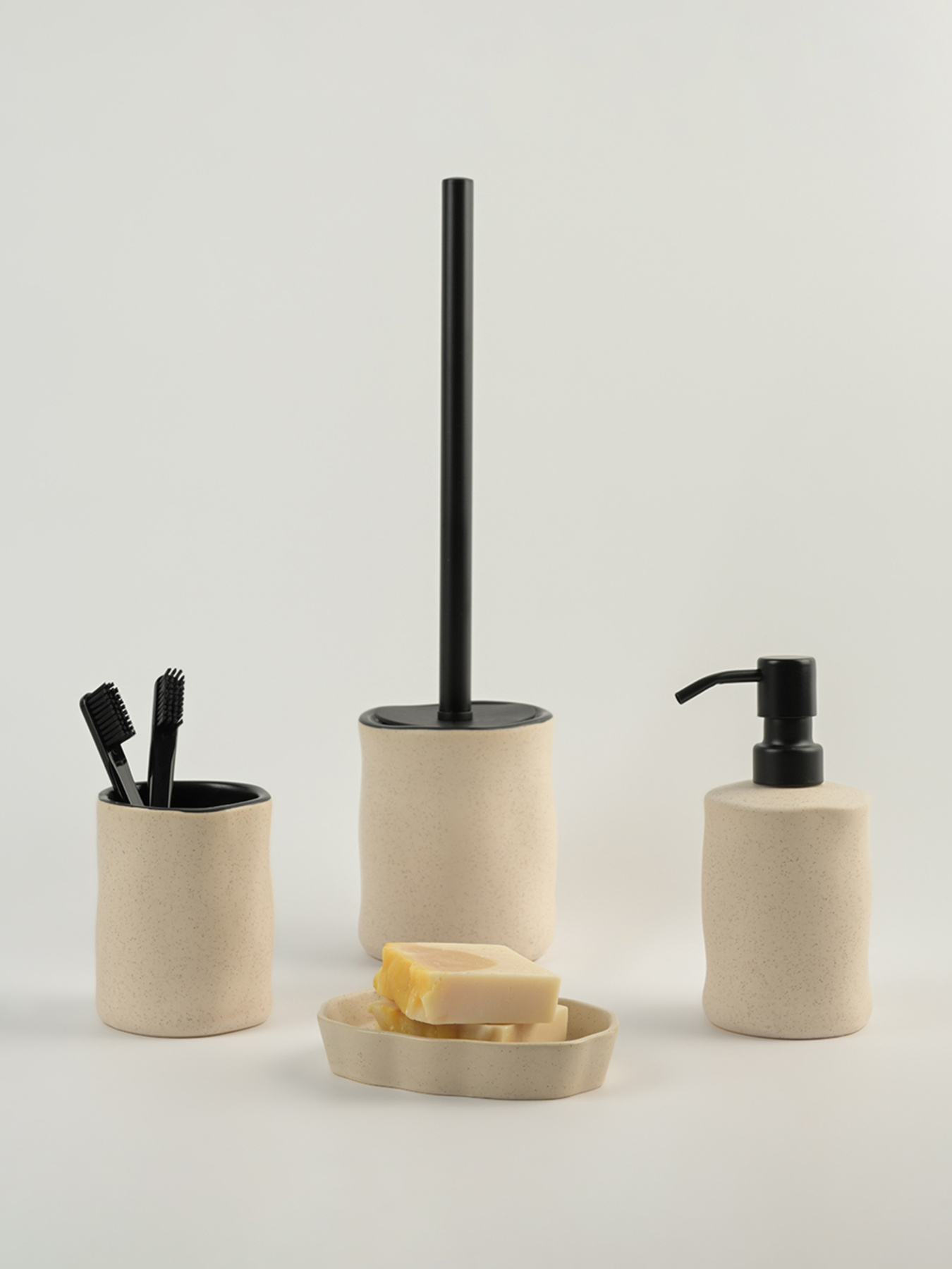 Підставка для зубних щіток "Porto" бежева/чорна MBM HOME модель BA-33 BEIGE/BLACK Фото