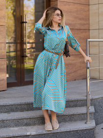 Платья MilaNova модель Платье Ф-80 бирюза+бежевый Платья MilaNova модель Платье Ф-80 бирюза+бежевый Фото