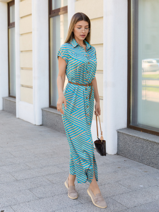 Сукня максі MilaNova модель Платье Ф-84 бирюза+бежевый Фото