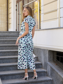 Сукня максі MilaNova модель Платье Ф-84 бирюзовый горох Фото