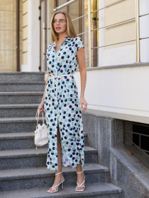 Платье макси MilaNova модель Платье Ф-84 бирюзовый горох Платье макси MilaNova модель Платье Ф-84 бирюзовый горох Фото