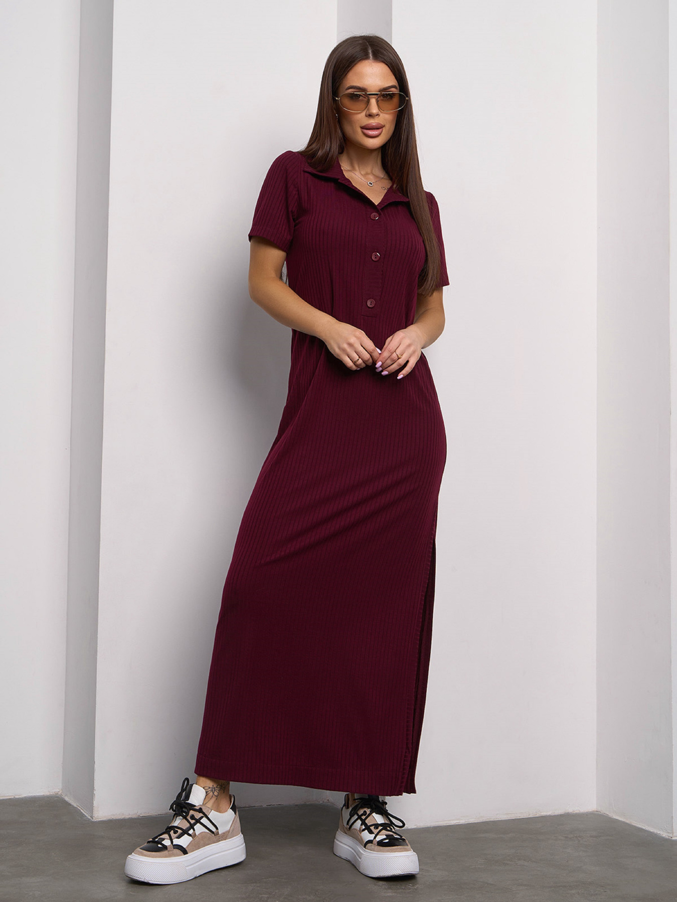 Платье макси ISSA Plus модель 14756_темно_бордовый Фото