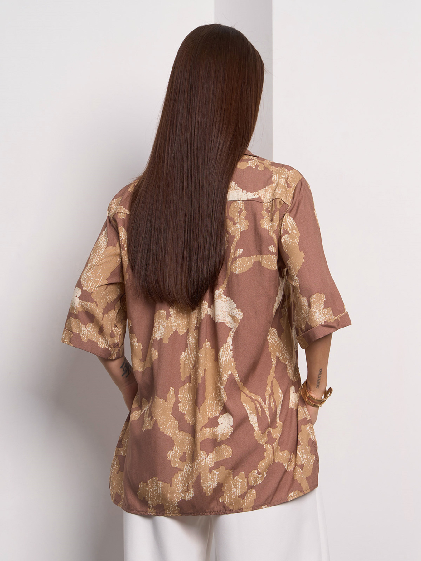 Рубашка ISSA Plus модель 14776_коричневый Фото