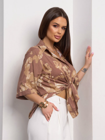 Рубашка ISSA Plus модель 14776_коричневый Фото